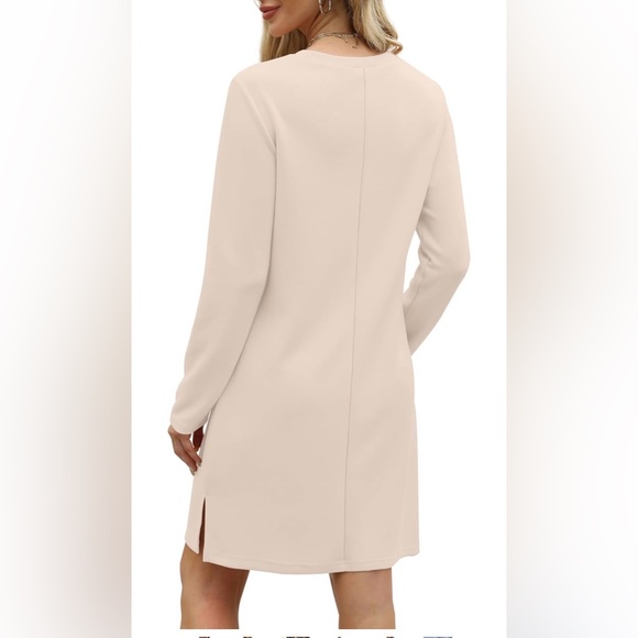 NEW Sampeel Beige Casual Long Sleeve Soft Cozy Travel Airport Dress M - Picture 2 of 5